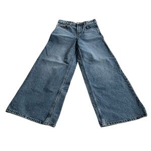 H&M Divided Wide Leg Jeans Sz 0 Blue 100% Cotton High Waist Flare Boho Y2K 90s